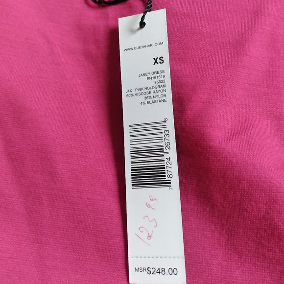 Elie Tahari Dark Pink 3/4" Sleeve Dress - Picture 2 of 9